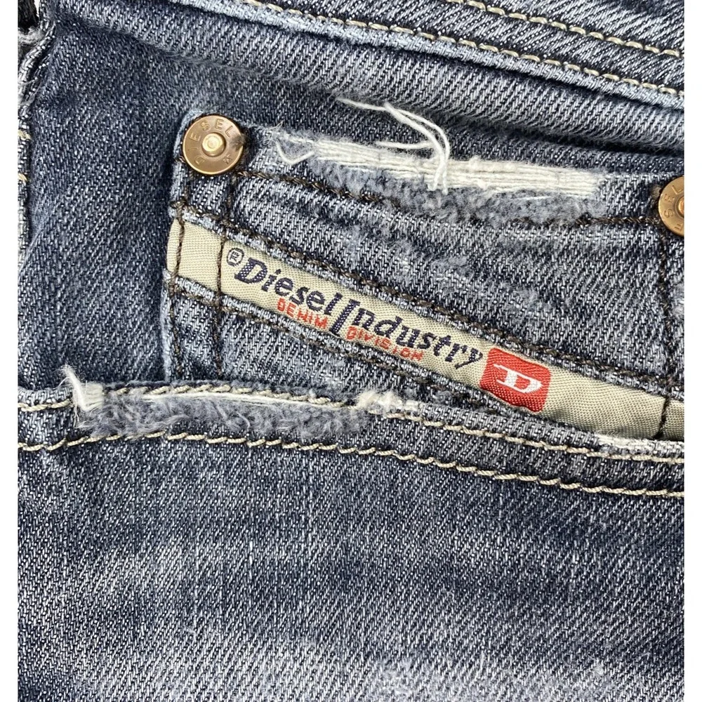 Diesel Zathan Bootcut Blue Denim Jeans Men's 32 x 34 Distressed
